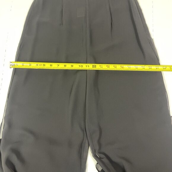 Black Sheer Chiffon Wide Leg Palazzo Pants 8 Flowing Boho Dressy Evening Resort - Picture 11 of 12